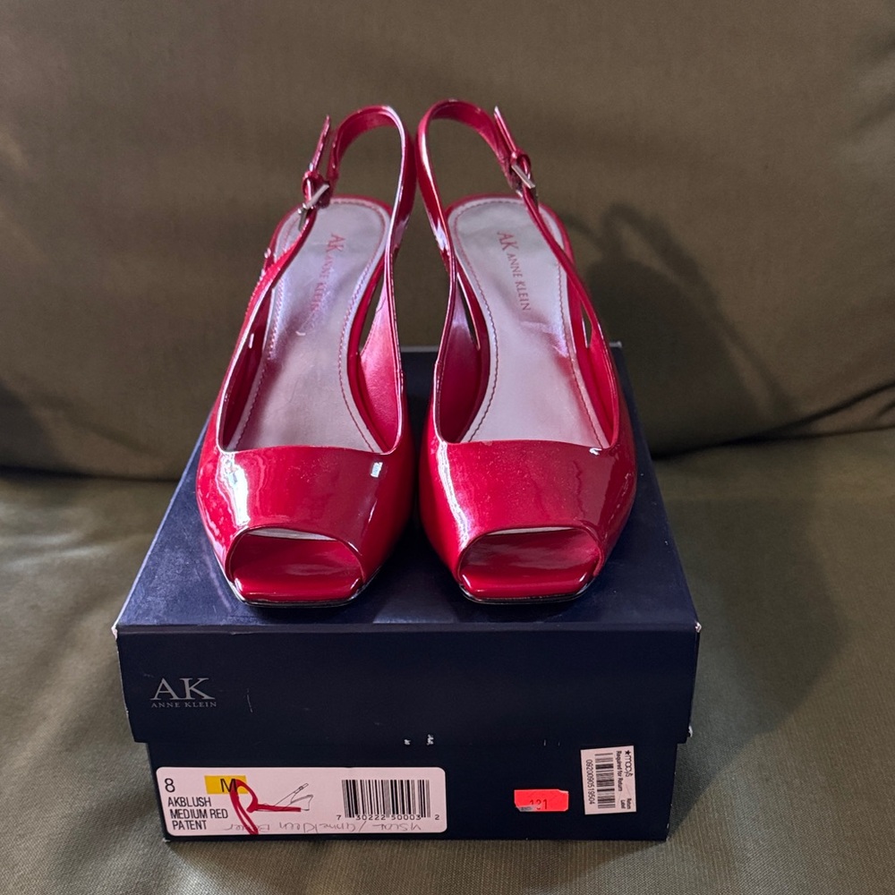Anne Klein Glossy Red Slingback Heels